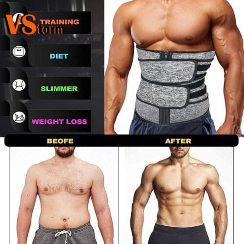 Men Waist Trainer Fitness Sweat Straps Waist Trimmer Belt Workout Cincher Corsets Slimming Body Shaper Weight Loss Fat Burner