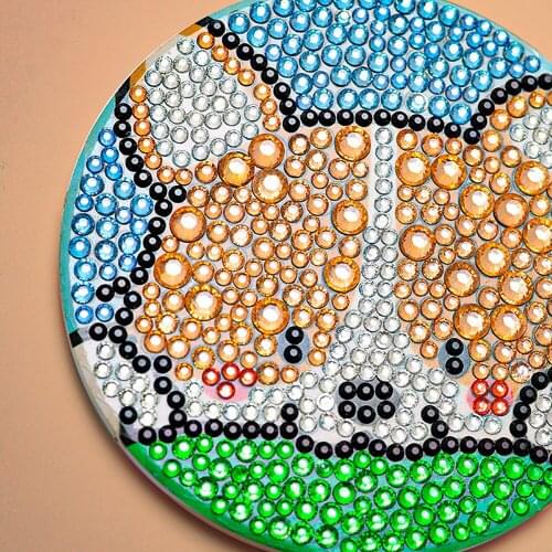 5D Diamonds Painting Cross Stitch Kit Mini Water Cup Insulation Pad DIY Cartoon Pictures Wooden Christmas Decorations for Home