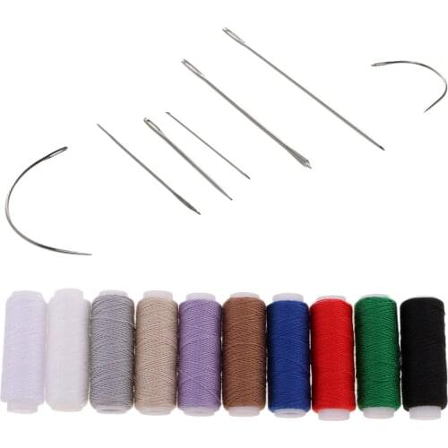 17 Pieces Heavy Duty Hand Sewing Needles + Jeans Thread Kit Set for Leather Craft Repair