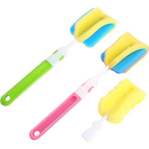 New 2pcs Baby Bottle Brushes Set Sponge Nipple Pacifier Cleaner Milk Feeder Baby Bottle Brushes Cleaning Tools Random Color
