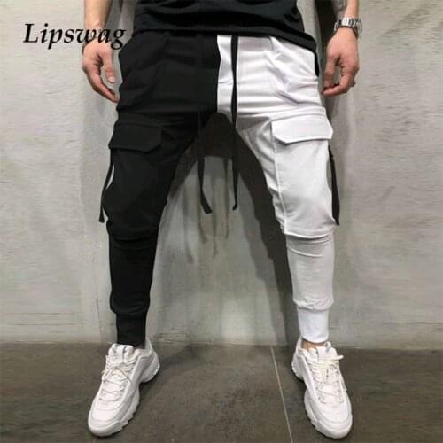 Autumn Casual Cargo Pants Mens 2020 Fashion Patchwork Drawstring Pocket Pencil Pants Spring Male Sports Slim Trousers Sweatpants