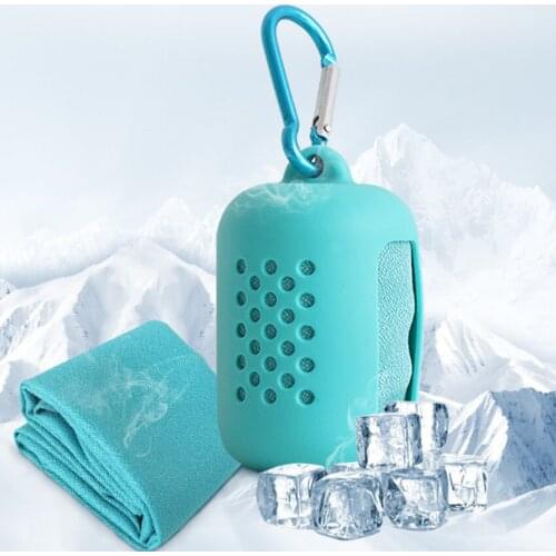 Camping Hiking Sports Quick Drying Microfiber Towel Silicone Bag Instant Cooling Sweat Relief Portable Yoga Gym Running Travel