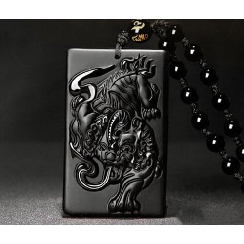 Selling Obsidian Pendant Necklace fashionable jewelry to attract wealth and prevent evil spirits mens transit Necklace Pendant