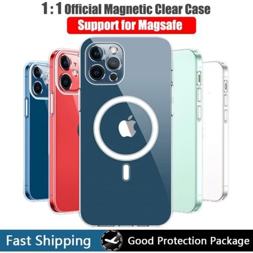Transparent Magnetic Magnet Case for iPhone 12 11 Pro Max Mini 7 8 Plus XS XS Max XR Magsafing Support Wireless Charging Cover