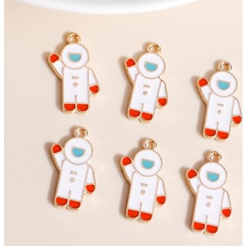 10pcs 14*23mm Cartoon Astronaut Charms for Jewelry Making Enamel Spacesuit Charms DIY Earrings Pendants Bracelets Accessories