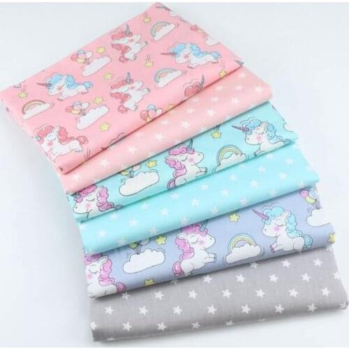 Unicorn horse Printed 100% Cotton Fabric for Dresses Sewing Baby Crib Bedding DIY Doll Cloth Needlework Fabric Material Pink