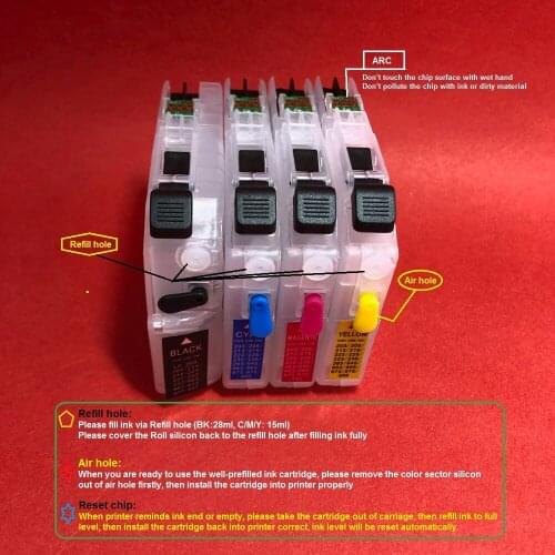 YOTAT 1set Refillable ink cartridge LC201 for Brother MFC-J460DW MFC-J480DW MFC-J485DW MFC-J680DW MFC-J880DW MFC-J885DW