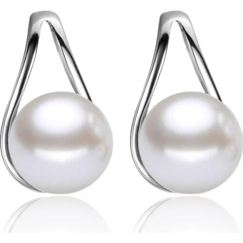 100% 925 sterling silver fashion pearl ladies`stud earrings jewelry wholesale women gift Anti allergy drop shipping