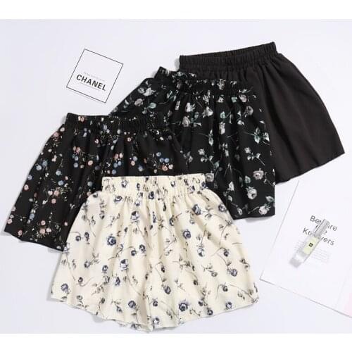 2021 New Summer Women Shorts Skirts Floral Printed Casual High Waist Shorts Female Black White Short Pants Fashion Lady Shorts