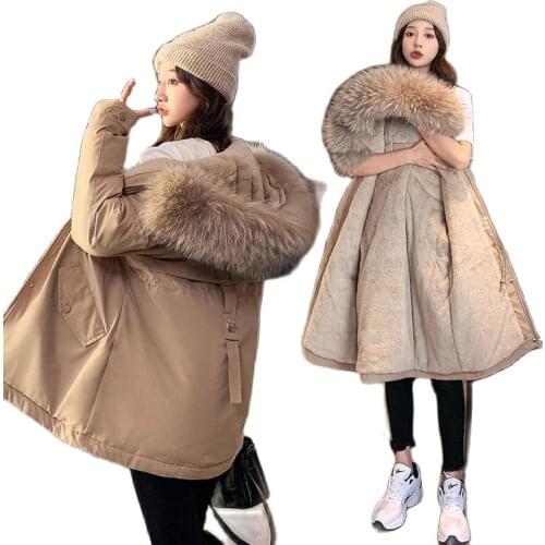 ISENMAL Fur Hooded Padded Winter Puffer Autumn Warm Jacket Long Female Coat Women Tops Loose Fashion Parka Coats Outerwear Snow