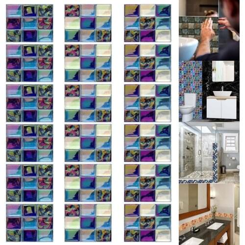 18PCS Wall Stickers Self-adhesive Bathroom Stickers Kitchen Decor Home Wall 3D Tile Wall Sticker adesivi murali N22