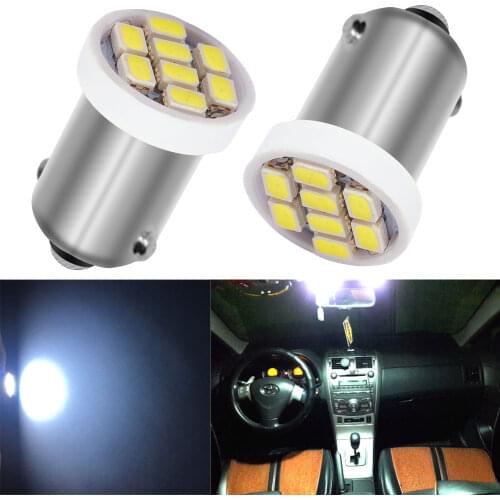 2X White T11 Ba9s Car Led 1206 8smd Reading Bulbs T4w Festoon Dome Door Light Signal Lamps Plate Led DC 12V Turn Light Tail Lamp