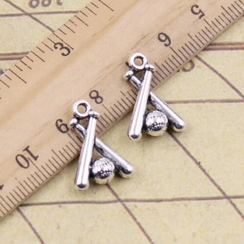 15pcs Charms Baseball Bat 19x13mm Tibetan Bronze Silver Color Pendants Crafts Making Findings Handmade Antique DIY Jewelry