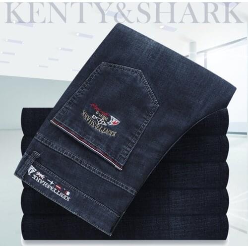 2019 New Kenty Shark Casual Mens jeans straight fashion jeans cotton solid color men of good quality jeans pants 911