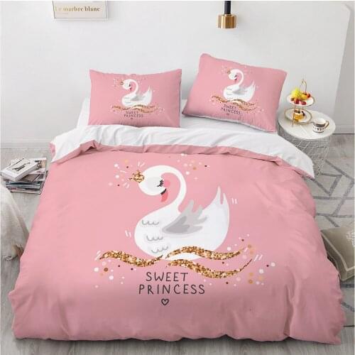 3D Luxury Bedding Set Duvet Cover Set Comforter Queen King Queen Double Single Size Pink Cartoon Design Custom Bedclothes