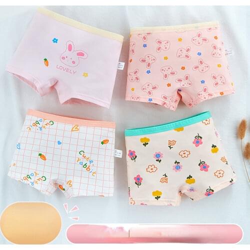4 Pieces/Lot 2-15Y Children Underwear High Quality Cotton Girls Panties Cute Pattern Kids Boxer Briefs Child Soft Girl Pants