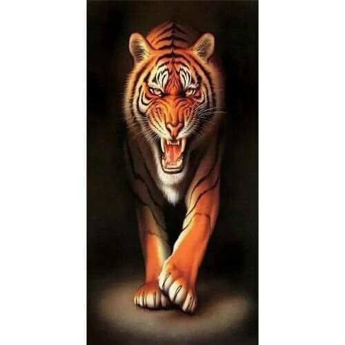 5D Full Drill Tiger Mosaic Round Diamond Painting Embroidery Cross Stitch Kit Art Rhinestones Christmas Home Decoration Painting