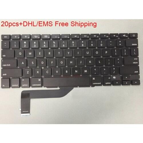 Free DHL/EMS! 20pcs/lot Brand New Keyboard For Macbook Pro Retina 15-inch a1398 Keyboard US Layout Year 2012 mc975 mc976