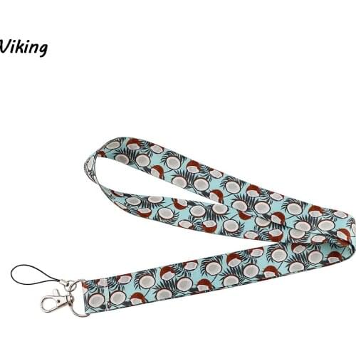20pcs/lot G1864 Cartoon Coconut Keychain Phone Lanyard Fashion Strap Neck Lanyards ID Card Holder Keys Kids Gift