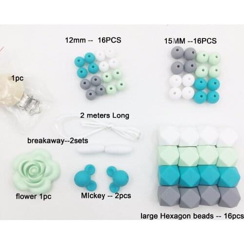 Baby Silicone Teether Beads Pacifier Clips Silicone Flower Teething Accessories DIY Jewelry Nursing Necklace Baby Teether