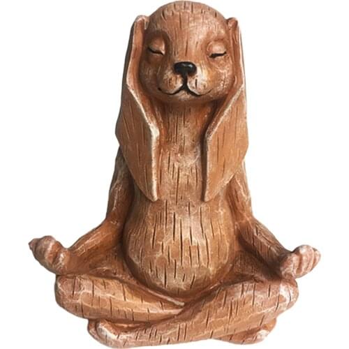 Home Ornament Meditative Rabbit Resin Figurine Decorative Artware Desktop Decor for Sitting Room Beautiful
