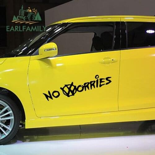 EARLFAMILY 2x A Noble Attitude To Life No Worries Classical Art Car Stickers SUV Door Kayak Canoe Car Cover Vinyl Decal 9 Colors