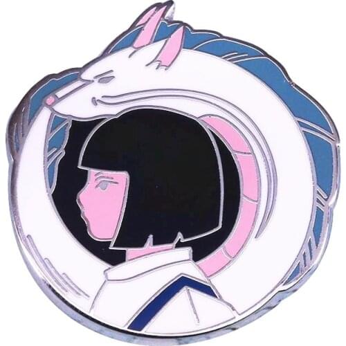 HOSENG Haku Dragon Alloy Enamel Pin Cartoon Animals Brooch Anime Movie Spirited Aways Fan Collection Lapel Jewelry Gift HS_859