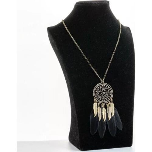 K-pop vintage feather necklace men and women bohemian feather necklace long fashion jewelry temperament necklace