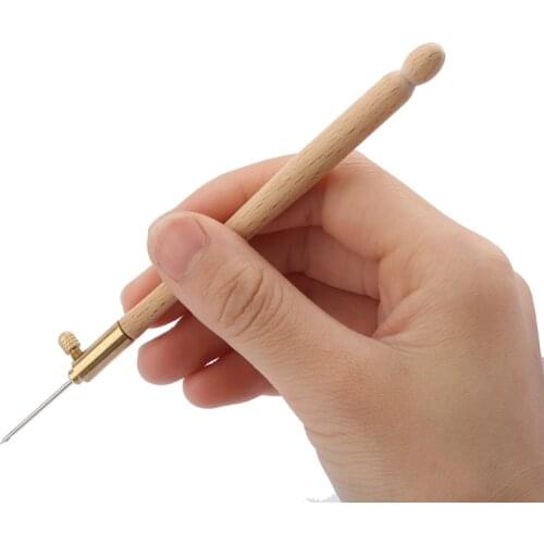 Quality French Crochet Hook Wooden Handle Crochet Hook With 3 Needles Embroidery Beading Hoop Sewing Tool Set DIY Craft