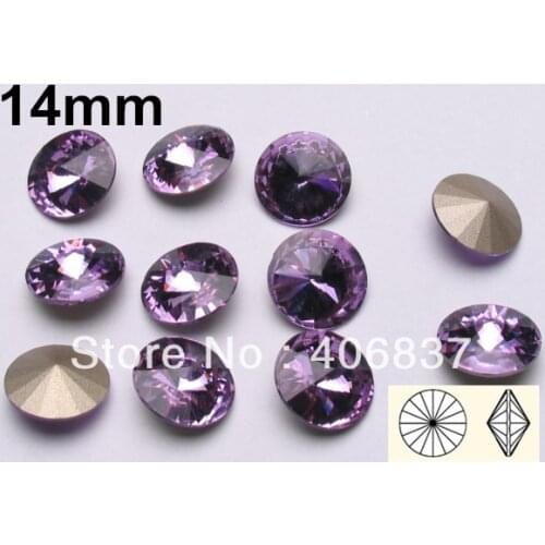 100pcs/Lot, 14mm Violet Crystal Rivoli Stones, Free Shipping! Chinese Top Quality Crystal Rivoli