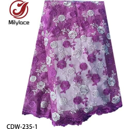 Beautiful Flowers Lace Fabrics Best Quality Lace for Women Dresses Embroidery French Tulle Lace Fabric CDW-235