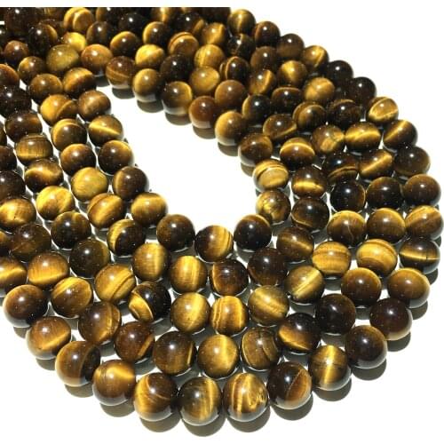 Factory price Natural Stone Brown Gold Tiger Eye Agate Round Beads 15" Strand 4 6 8 10 12MM Size For Jewelry Making Diy Charms