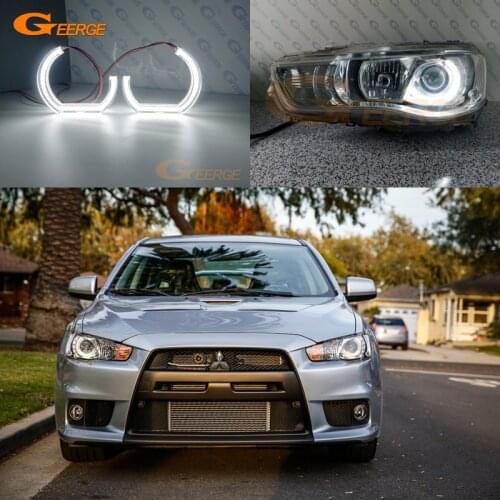 For Mitsubishi lancer 10 X EVO 2008-2015 xenon headlight DTM Style Ultra bright led Angel Eyes halo rings Car styling Day Light