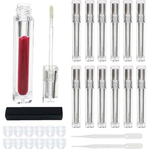 12 PCS Square empty 4ml PETG lip gloss tube with paper box