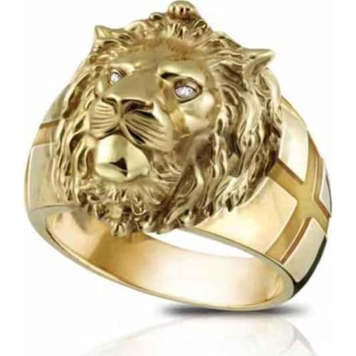 Mens Domineering Gold Color Lion Ring Motorcycle Party Punk Animal Ring Personality Hip Hop Jewelry Accessories for Male Women