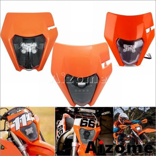 Motorcorss Front LED Light Headlight Fairing Enduro Orange Headlamp For For 690 SMC R EXC-F XC-W 250 300 TPI Six Day Dirt Bike