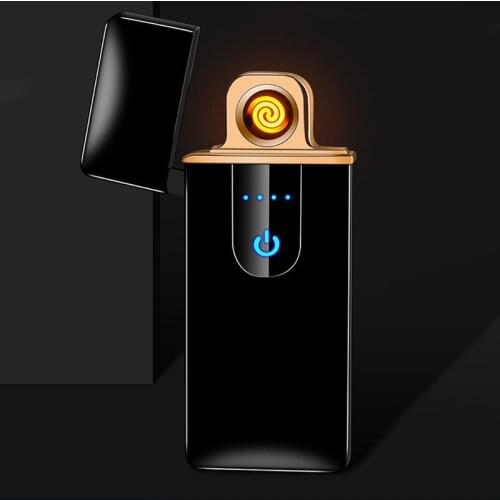 Novelty Electric Touch Sensor Cool Lighter Fingerprint Sensor USB Rechargeable Portable Windproof lighters Smoking Accessories