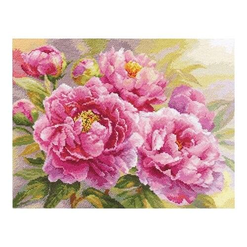 2020 New Arrival DIY Embroidery Peonies Cross Stitch Patterns Roses with 100% Cotton Flosses & Free Shipping for Home Wall Decor