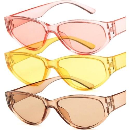 Candy Color Frame Cat Eye Sunglasses Vintage Brand Designer Sun Glasses Luxury Small Pink Ladies Sunglass Yellow Clear Eyewear