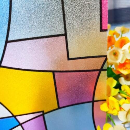 Static Cling Window Film Circle And Square Multi-Size UV-Proof Privacy Protection Drop-Shipping Removable Stained Glass Covering