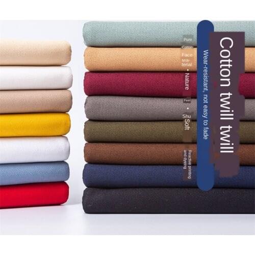 Thickening Brocade Solid Color Twill Fabric Cotton 100% Kids for Cloth Dress Sewing DIY Black White Blue and Red 50cmx150cm