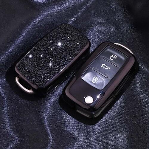 Full Sealed Luxury Diamond Car Key Case Cover Smart Remote Key Shell Fit For VW Volkswagen Golf 6 Polo Passat Tiguan Bora LAVID