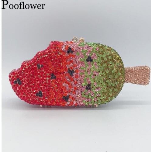 Pooflower Popsicle Shaped Rhinestones Minaudiere Party Clucth Purse Designer Evening Bags Women Diamond Wedding Handbag ZH452