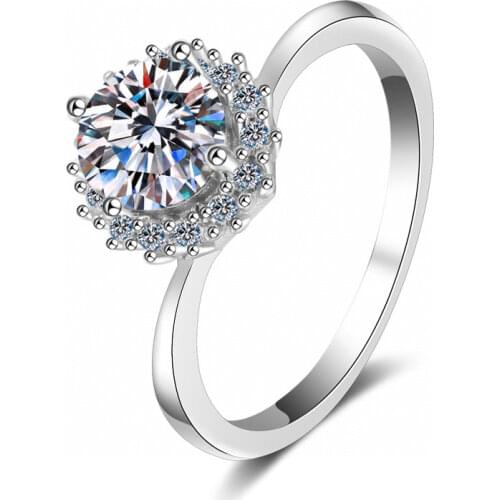 Passed Diamond Test Excellent Moissanite Bud Type Ring 925 Sterling Silver Perfect Cut 1Ct Gem Ring Fashion Women Wedding Luxur