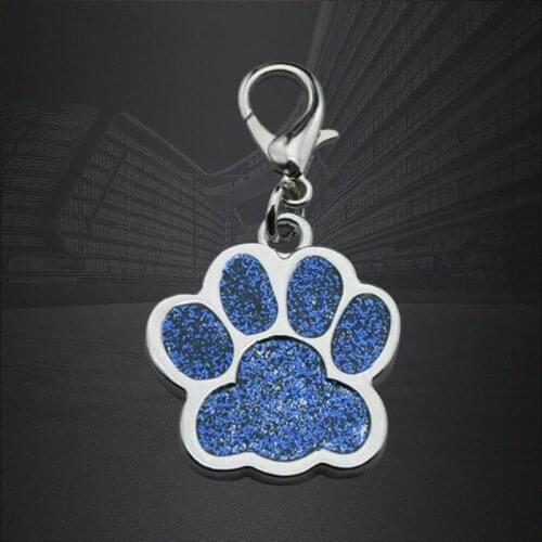 Dropshipping New Hot Selling Personalized Dog Tags Engraved Cat Puppy Pet ID Name Collar Tag Pendant Pet Accessories Paw Glitter