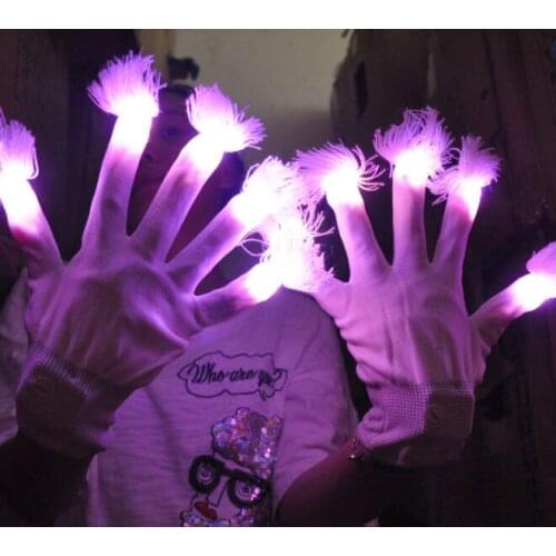 Factory direct LED night light riding flashing fingertip fur ball stage atmosphere hip-hop performance gloves