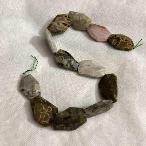 Sale 1string Natural Ocean Agates Jaspers Beads Pendant 25-35mm Faceted Slice Beads,Fit Gem Stone jewelry diy