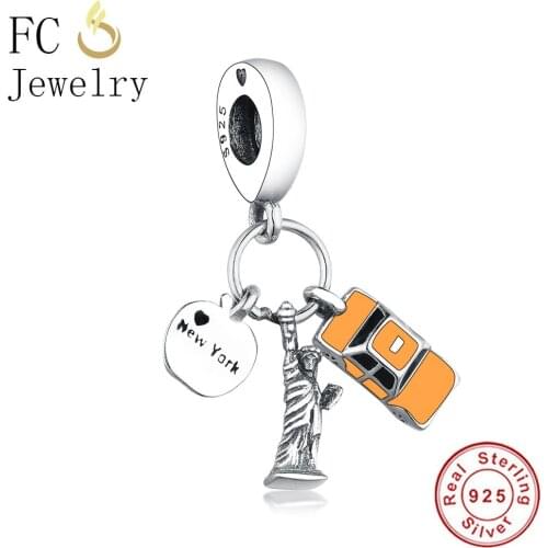 FC Jewelry Fit Original Brand Charm Bracelet 925 Sterling Silver New York Statue of Liberty Beads Pendant Making Berloque 2019