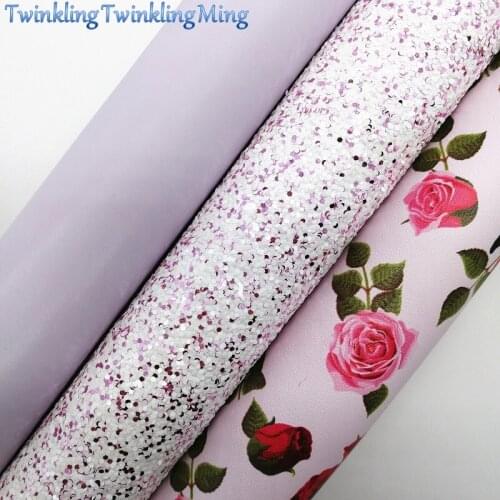 Mixed Glitter Fabirc, Faux Leather Fabric, ROSE Synthetic Leather Fabric Sheets For Bow A4 21x29CM Twinkling Ming XM585