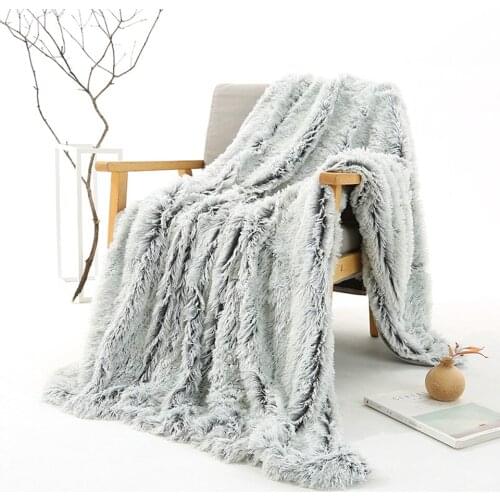 Shaggy Throw Furry Soft Blanket Solid Gradient Plush Bedspread Warm Blanket Fluffy Faux Fur Blankets for Beds Sofa koce 30x60